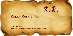 Kapp Renáta névjegykártya